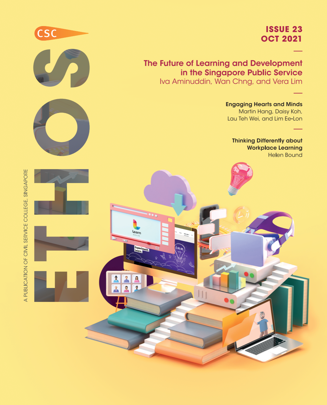 Magazine cover titled "ETHOS," featuring digital learning elements and the October 2021 issue information.